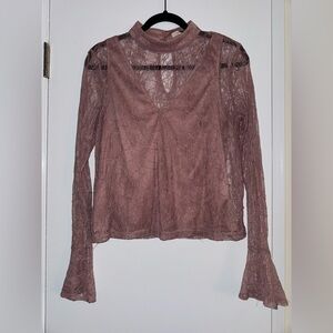 Forever 21 Lace Mock Neck Top